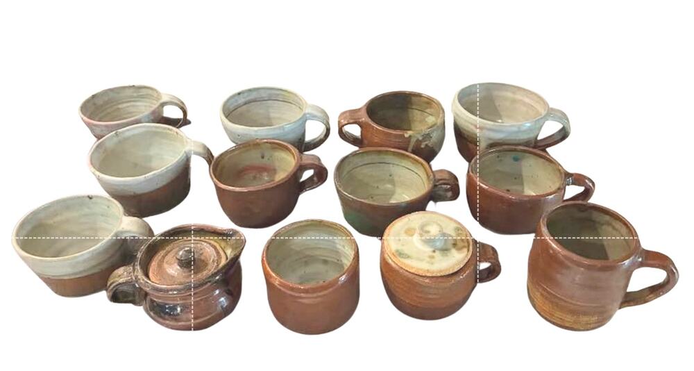 VINTAGE Stoneware Pottery 13pc Lot Studio Ceramics Handmade Cottagecore Folk Art